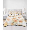 thumbnail image 2 of Quilts Twin Size Bedding Set, Orange Flowers Lightweight Quilted Comforter, Spring Watercolor Botanical Floral Leaf Plant Soft Bedspread Coverlet with Pillow Covers for All Season, 68" x 86", 2 of 7