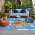 thumbnail image 2 of Blue Summer Outdoor Rug for Patio/Deck/Porch, Non-Slip Large Area Rug 6 x 9 Ft, Modern Tropical Plants Flamingo Pool Swimming Indoor Outdoor Rugs Washable Area Rugs, Camping Rug Carpet Runner, 2 of 8