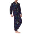 thumbnail image 2 of Salouo Colored Hearts Print Button-Front Long Sleeve Pajama Set for Men, Soft 2Pjs Men's Long Sleeve Sleepwear-Small, 2 of 7