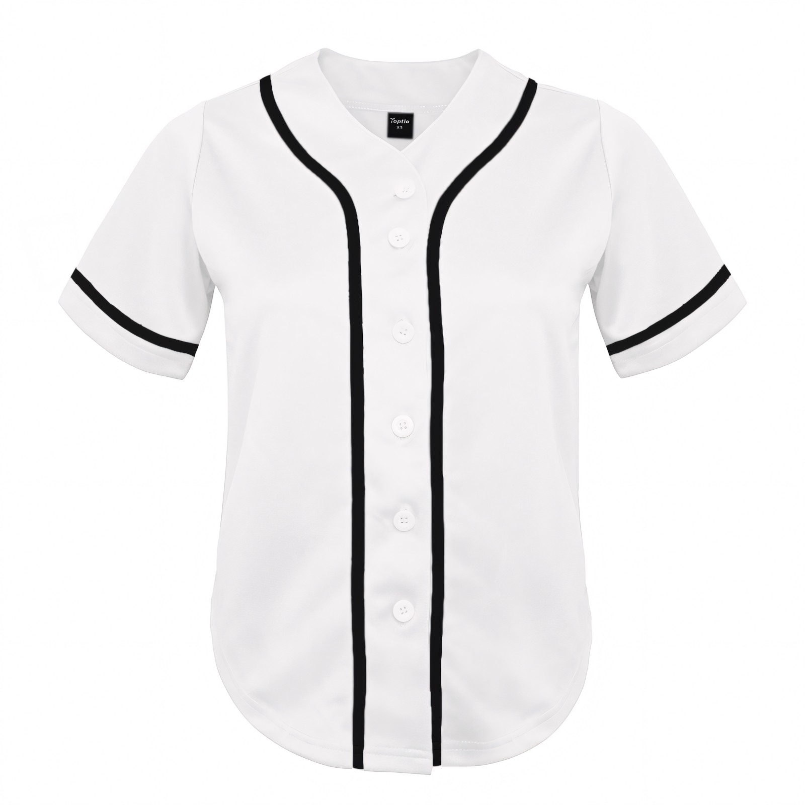 TOPTIE Women's Baseball Jersey Hip Hop Hipster Button Down Baseball T-Shirt-white black-S