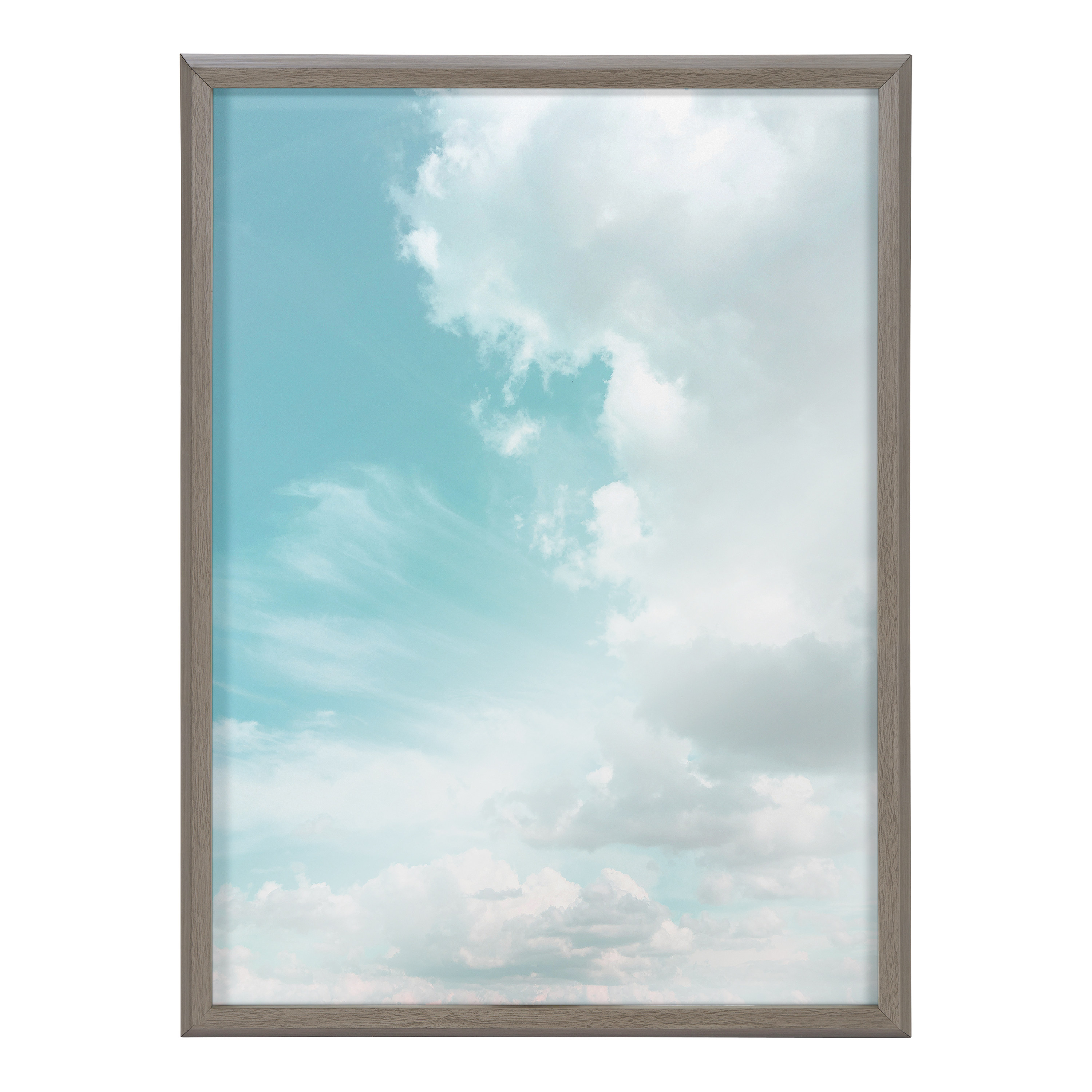 Kate and Laurel Blake Head in the Clouds Framed Printed Dry-Erase Glass Wall Art by Dominique Vari, 18x24 Gray, Sky-Themed Art for Wall