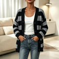 thumbnail image 7 of yillto Women Cardigan V Neck Button down Striped Sweater Knit Long Sleeve Loose Cardigans S-XXXL, 7 of 7