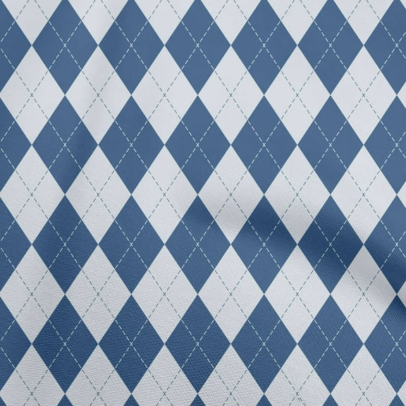 oneOone Georgette Viscose Blue Fabric Argyle Sewing Material Print Fabric By The Yard 42 Inch Wide