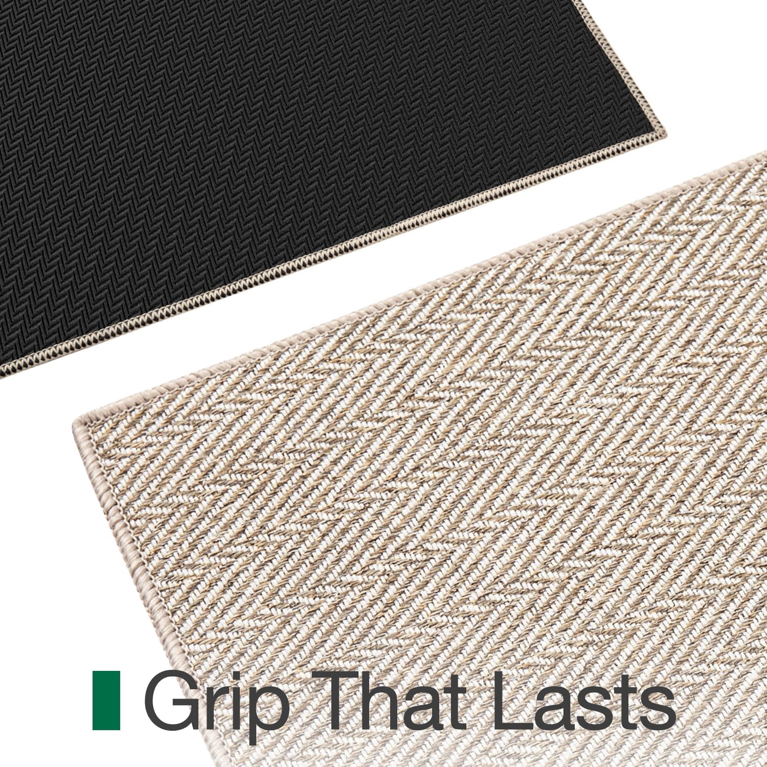 FRABE Non Slip Door Mat Low Profile Entryway Rug with Herringbone Design, Pet Friendly Washable Doormat for Patio Porch Beige 17"x30"