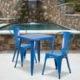 thumbnail image 2 of Flash Furniture Owen Commercial Grade 23.75" Square Blue Metal Indoor-Outdoor Table Set with 2 Stack Chairs, 2 of 5