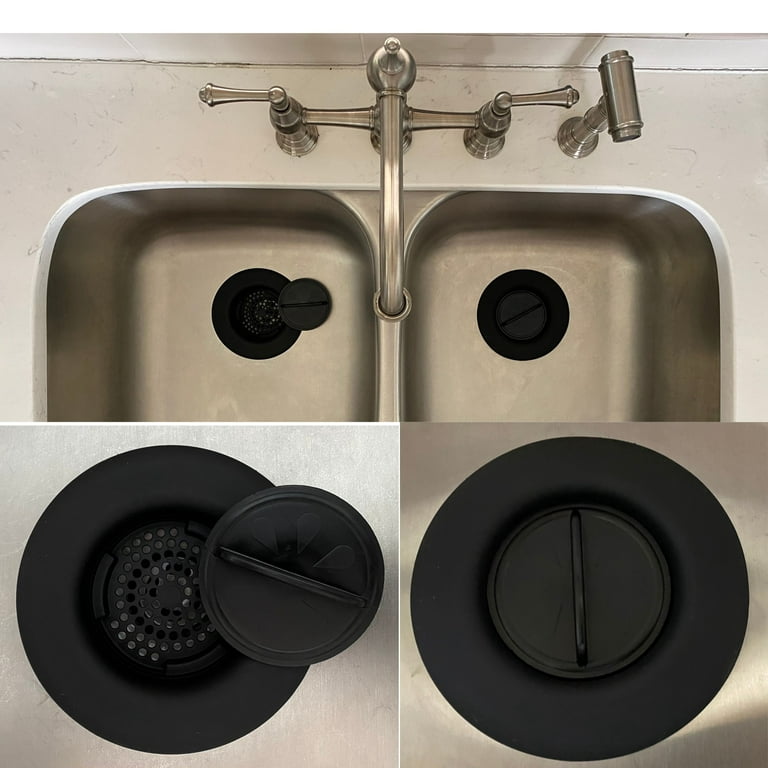 FLI Products Flex Strainer Kitchen Sink Strainer Drain Plug Stopper Fits  3-1/2” Drains and Disposals 2pk Black