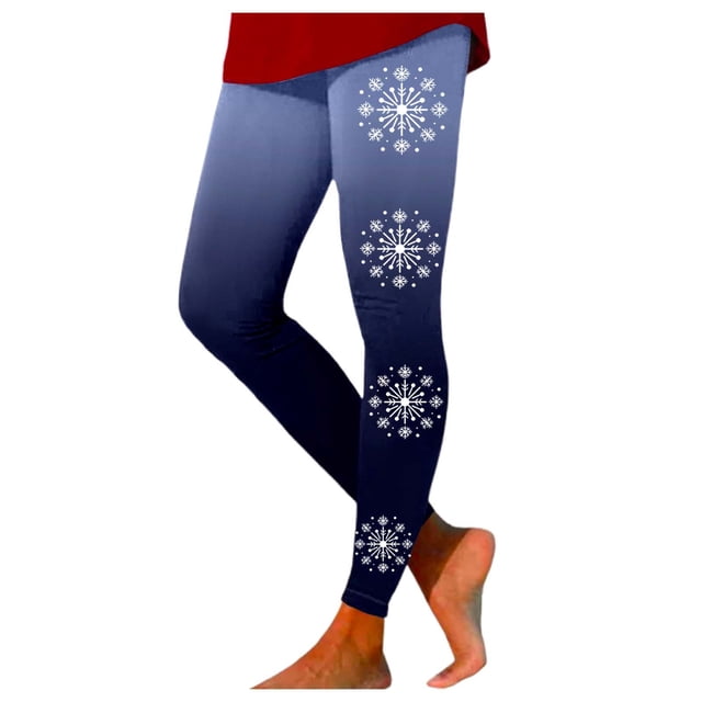 Zhanying Leggings de Sapin de Noël Rouges à Grand Ceinture, Évacuant l'Humidité, Leggings des Fêtes pour Femmes Bleu TG