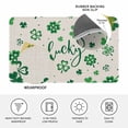 thumbnail image 3 of Lucky Day Door Mat Indoor Outdoor, St. Patrick's Shamrock Rustic Clover Green Non Slip Welcome Mat with Rubber Backing, Absorbent Fabric Front Door Mats Entryway Rug for Home Patio Entrance 20"x31.5", 3 of 9