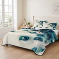 thumbnail image 2 of Queen Quilt Set 90''x96'', Peacock Feather Lightweight Bedspread Coverlet Set with 2 Pillow Shams, Teal Ethnic Rustic Farmhouse Elegant Breathable All Season Quilt Bedding for Bedroom/Guest Room, 2 of 9