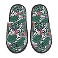 thumbnail image 2 of KLL Tropical Leaves Slippers for Women Men House Slip on Indoor Outdoor Bedroom Furry Fleece Lined Ladies Comfy Anti-Skid Rubber Hard Sole-Large, 2 of 8