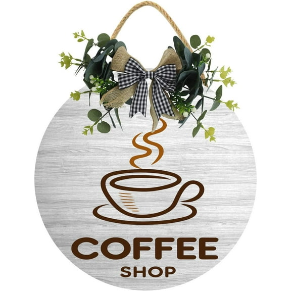Eveokoki 12" Coffee Shop Sign,Coffee Bar Sign Farmhouse Coffee Wooden Sign,Rustic Wood Coffee Table Sign Vintage Coffee Wood Plaque Decor