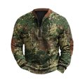 thumbnail image 4 of Styesk Chemises pour Hommes Imprimé Camouflage Demi-Fermeture à Glissière Manches Longues Col Rond, 4 of 5