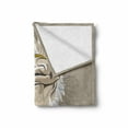thumbnail image 2 of Indie Soft Flannel Fleece Throw Blanket, Sketch Portrait of Funny Modern Ostrich Bird Eyeglasses and Tie Hipster, Cozy Plush for Indoor and Outdoor Use, 70" x 90", Taupe Beige Yellow, by Ambesonne, 2 of 6