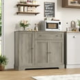 thumbnail image 6 of Homfa Sideboard Buffet Cabinet with Drawer, 3 Doors Kitchen Storage Cabinet with Adjustable Shelf for Dinning Room, Gray, 6 of 7
