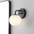 thumbnail image 2 of Jonathan Y 5.75" 1-Light Metal/Frosted Glass Contemporary LED Vanity Light, Black, 2 of 7