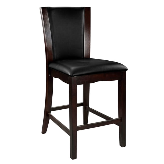 JERFIT Counter Height Dining Chairs Set of 2, Dark Brown Faux Leather Upholstered Bar Stools with Wood Frame for Kitchen Island