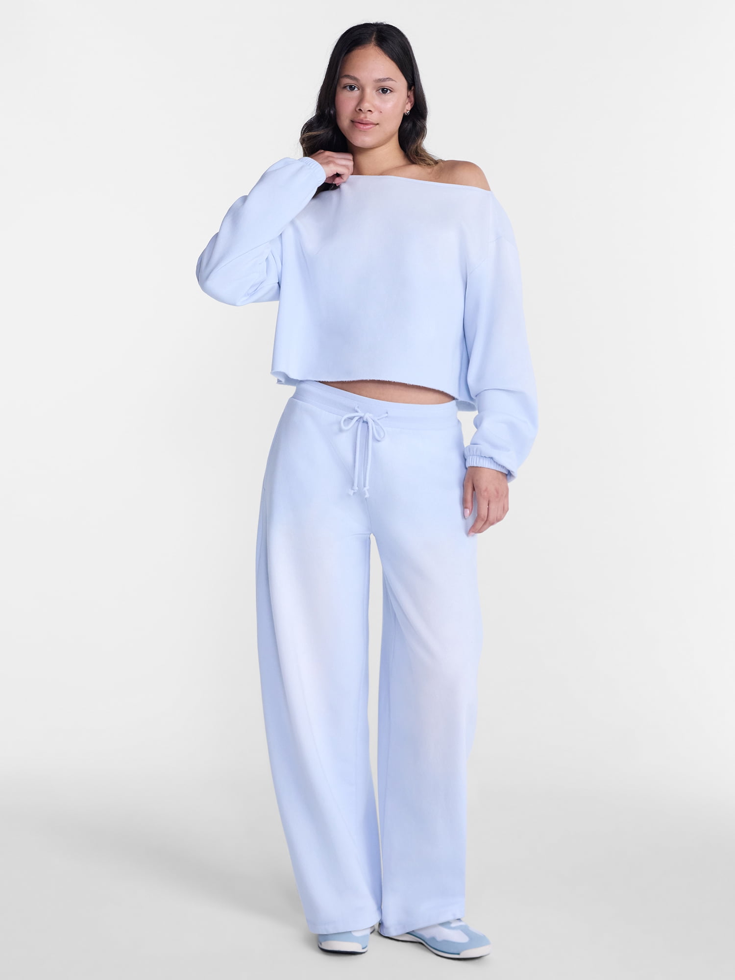 No Boundaries Mineral Wash Fleece Barrel Leg Pants, 29'' Inseam, Women's XXS-XXL