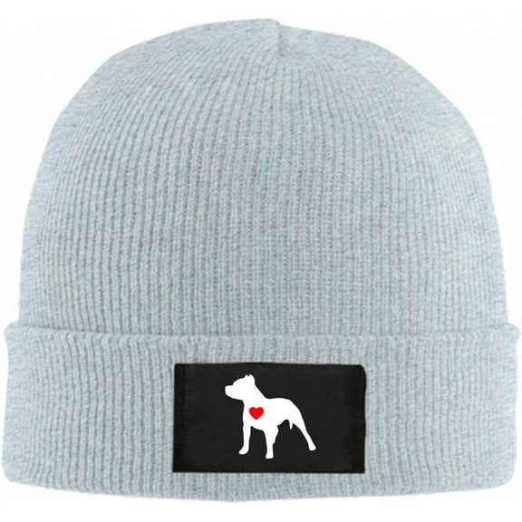 Pitbull Clipart Beanie Hat for Women Men Winter Hat Cuffed Winter Beanie Warm Skull Cap Plain Knit Hat Cap