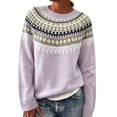 thumbnail image 2 of Endives Women's Sweaters Isle Geometric Print Crew Neck Long Sleeve Knit Pullover Sweater Casual Fall Top XXXL, 2 of 4