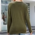 thumbnail image 4 of Camiseta de manga larga con cuello en V para mujer, suave, transpirable, color puro, dobladillo suelto, blusas casuales, tops de moda para viajes, trabajo, OD verde XL, 4 of 6