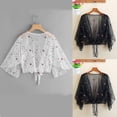 thumbnail image 2 of Women Mesh Sheer Cardigan Exquisite Flower Embroidery Loose Tops Beach Blouse, 2 of 6