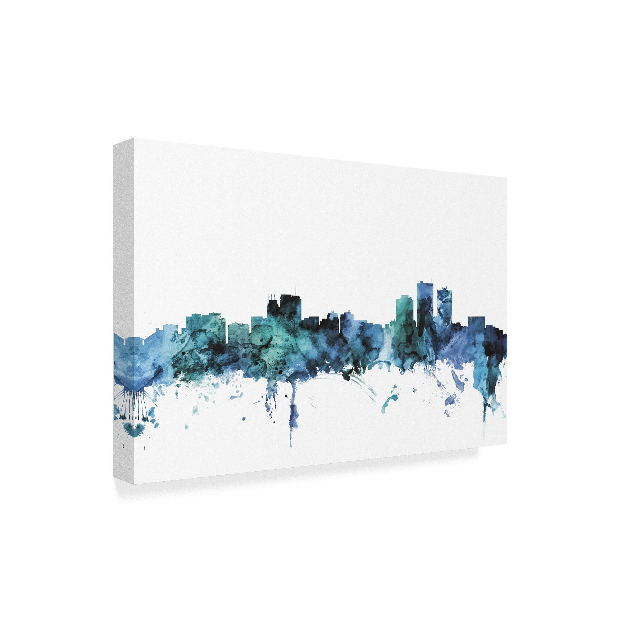 Trademark Fine Art 'Anchorage Alaska Blue Teal Skyline' Canvas Art by Michael Tompsett