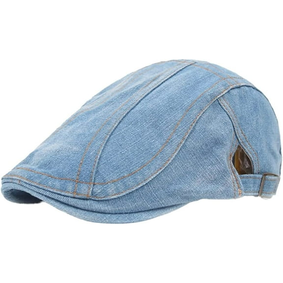 CoCopeaunt Denim Newsboy Cap for Women Men Retro Baseball Cap Sun Hat Blue Berets Comfy Lightweight Adjustable Outdoor