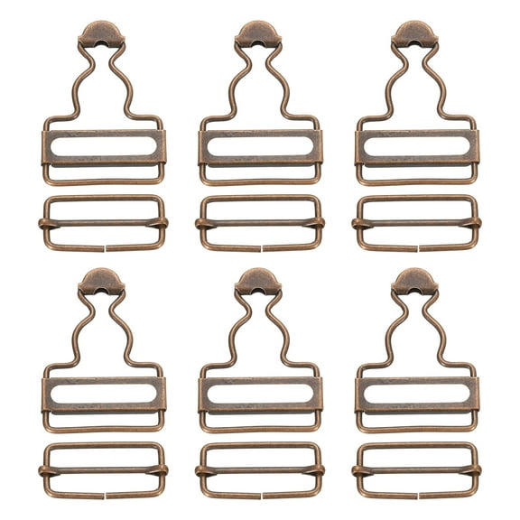 Uxcell Overall Buckles, 6 Sets Metal Suspender Replacement Buckles 32mm, Copper Tone