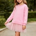 thumbnail image 3 of QSAWXQZ Girls Tulle Dress Long Sleeve Crew Neck Solid Sweatshirt Mini Dress 9-10 Years, 3 of 7
