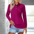 thumbnail image 2 of TODOZO Clearance Sale!! Women's Polo Shirts Cotton 3-Button Long Sleeve Collared Tops Summer Cool Shirt Uniform Casual Shirts Women's Short Sleeved Slim Casual Fashion Top Purple 4Xl, 2 of 5
