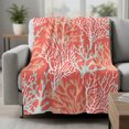 thumbnail image 2 of Orange Red Coral Coastal Throw Blanket for Couch, Soft Lightweight Flannel Fleece Blanket, Ocean Nautical Seaside Beach Microfiber Plush All Season Decorative Blankets Gifts for Sofa Bed 50"x60", 2 of 9