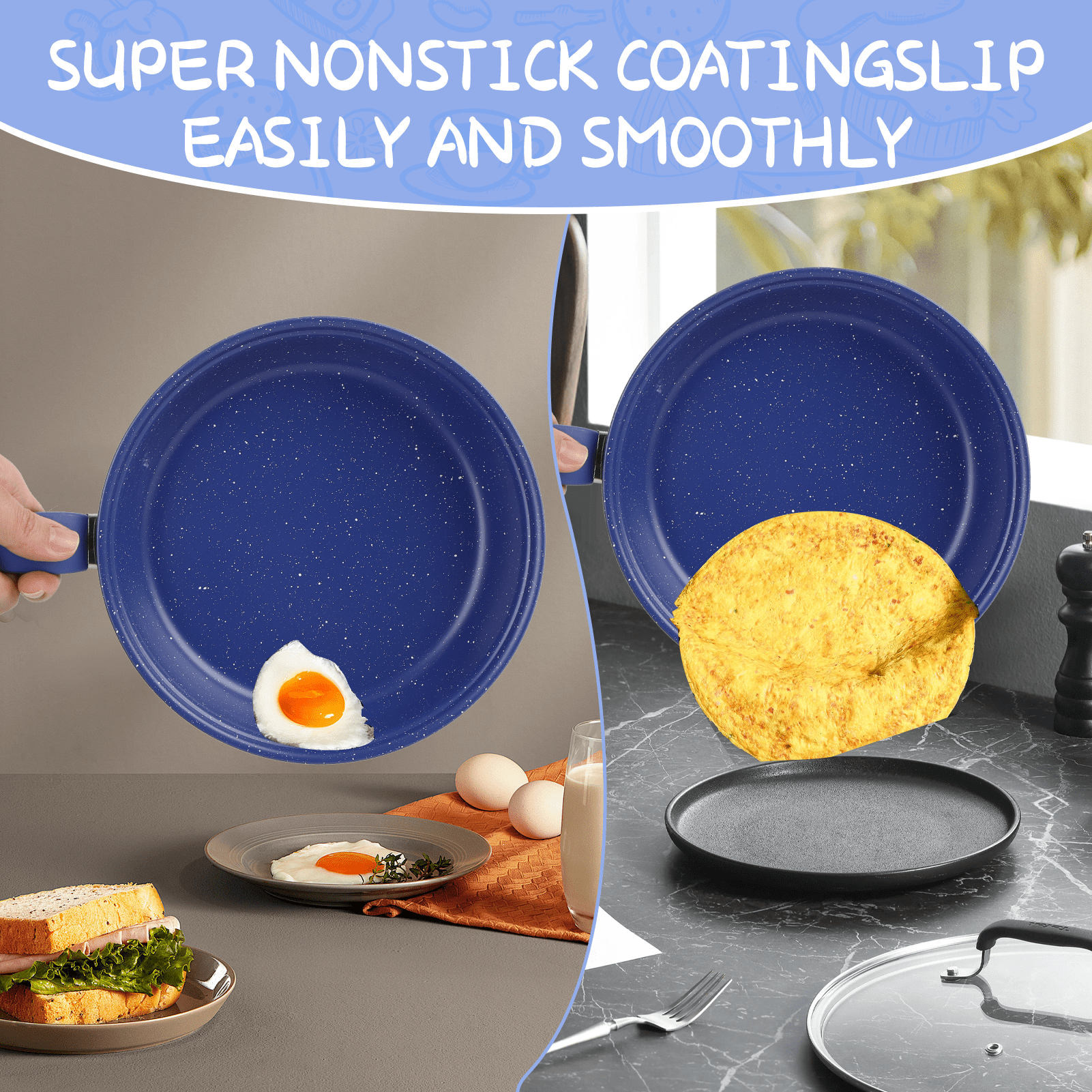 13 Piece Cookware Set, Kitchen Nonstick Pots And Pans Set With Glass Lid For Cooking, Induction & Dishwasher