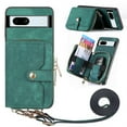 thumbnail image 1 of SaniMore for Google Pixel 8 (2023) Case,Wear-resistant PU Leather Skin + Zipper Purse Card Slots Removeable Crossbody Lanyard Stand Shell Shockproof Anti-scratch Drop-resistant, Green, 1 of 8