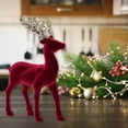 thumbnail image 4 of 1pc Christmas Retro Reindeer Figurine Red Flocking Standing Deer Decorations, Indoor Decorative Ornaments for Kitchen Mantle Shelf Office Home Décor, 4 of 5