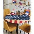 thumbnail image 4 of 4th of July Patriotic Star Stripe Fitted Round Tablecloths Elastic Edged Table Covers 45"-54",Retro USA Flag Memorial Day Waterproof Dining Room Table Cloth for Kitchen Holiday Party Tables Decor, 4 of 6