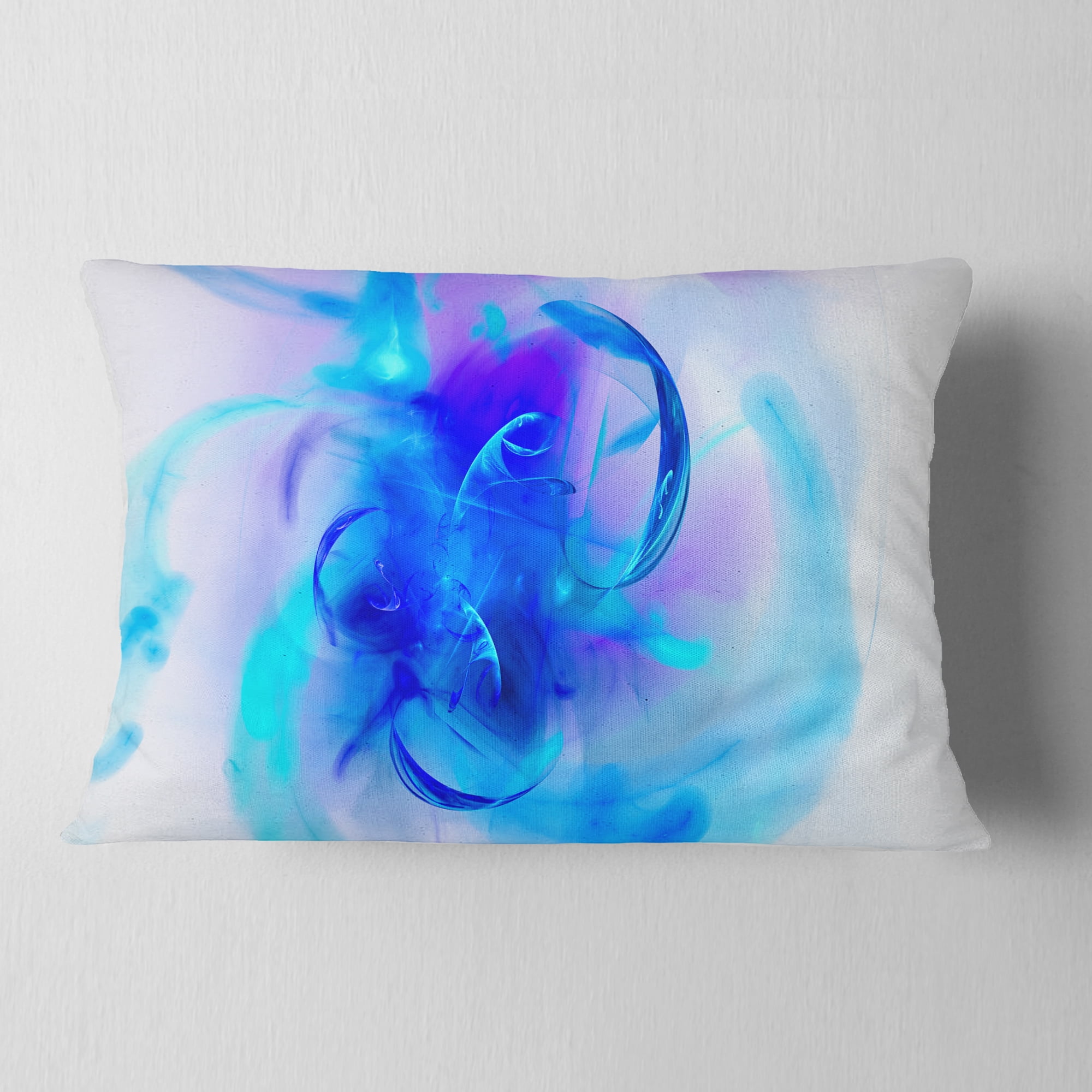 Designart Fractal Blue 3D Art - Floral Throw Pillow - 12x20