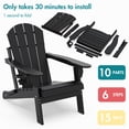 thumbnail image 4 of Hidpriva Outdoor Folding Adirondack Chair with Cup Holder, HDPE Weather Resistant Fire Pit Chair, Black(Set of 2), 4 of 7