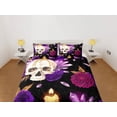 thumbnail image 2 of Calavera y Rosas Negro Funda Nórdica Púrpura Gótico Colcha Dormitorio Ropa de Cama, 2 of 4