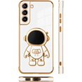 thumbnail image 4 of Compatible with Samsung Galaxy S21 Case Astronaut Plating Electroplate Luxury Elegant Case Camera Protector Kickstand Shockproof Protective Corner Back Cover Galaxy S21 Case -White, 4 of 11