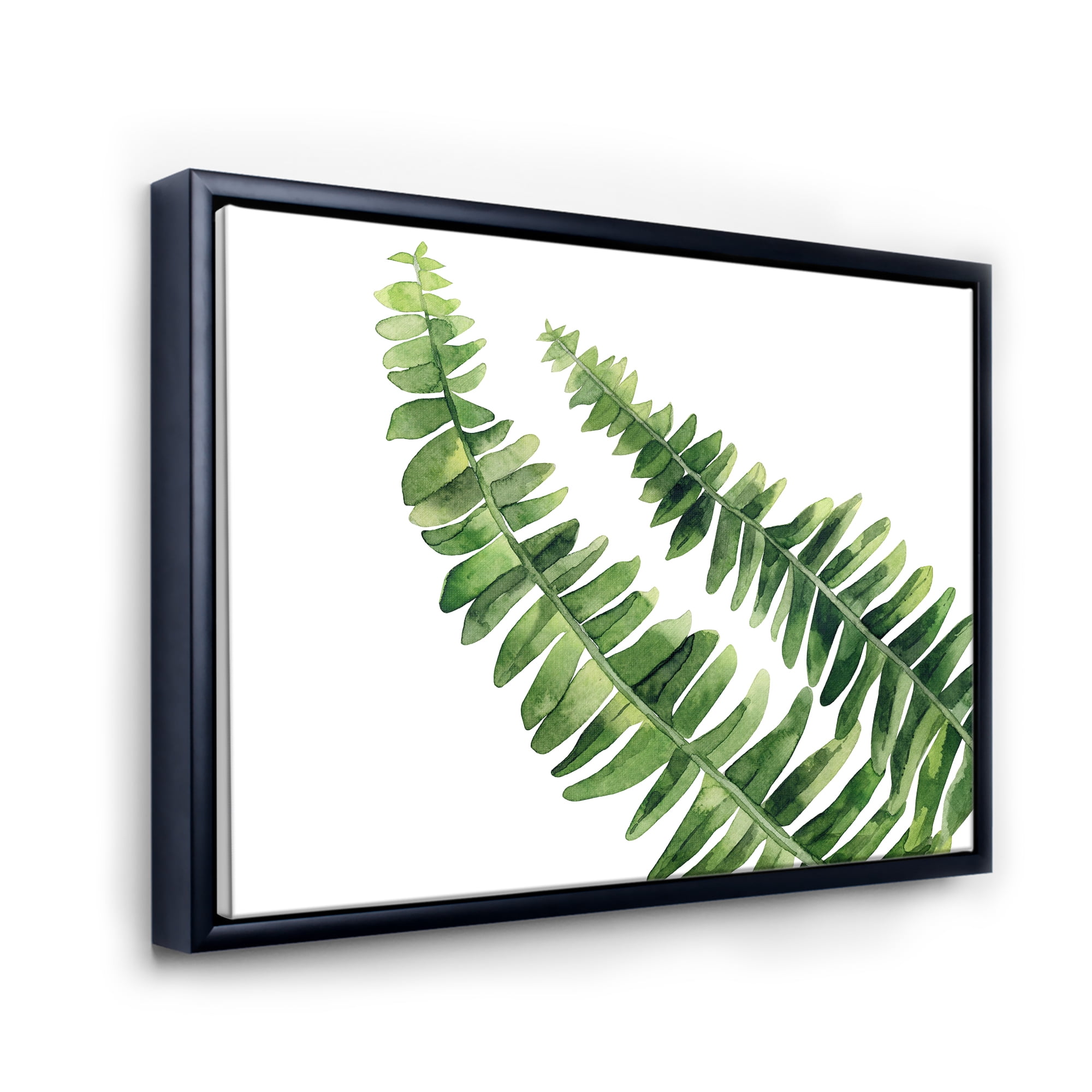 Designart 'Fern Plant Leaves Detail I' Farmhouse Framed Canvas Wall Art Print