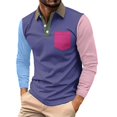 thumbnail image 2 of LODIENY Men Casual Golf Shirts Long Sleeve Button Down Contrast Slim Fit Shirt Collared Fall Stylish Business Tops with Pocket Purple S, 2 of 5
