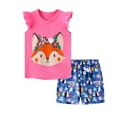 thumbnail image 2 of KYAIGUO Toddler Kids Girls Summer Shorts Set Outfits Baby Funny Cartoon Pattern T-Shirts and Shorts Set for 2-8 Years Old, 2 of 11
