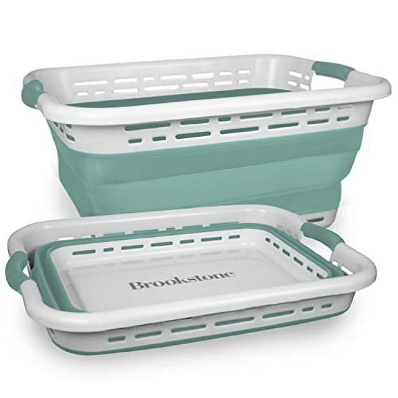 Brookstone Collapsible Laundry Basket for Space Savings, Mint