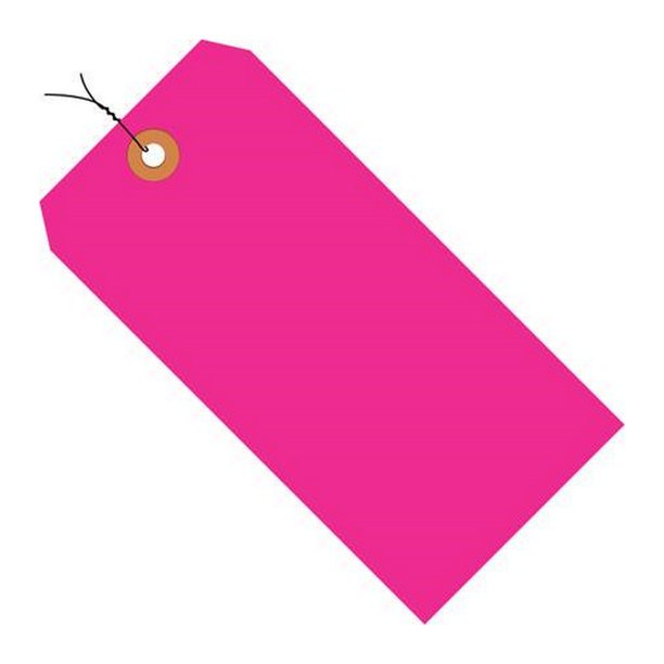 Tape Shipping Tags PreWired Fluorescent Pink 4 3/4" X 2 3/8