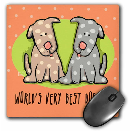 3dRose World s Best Dog Dad Cute Cartoon Puppies Pets Animals, Mouse Pad, 8 by 8