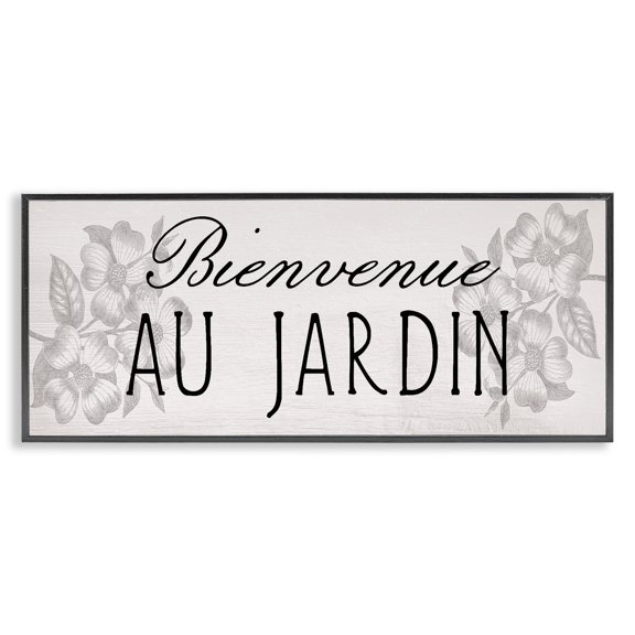 Stupell Industries Farmhouse French Garden Welcome Black Framed Giclee Art, 24 x 10, by Lil' Rue