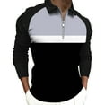thumbnail image 2 of Lolmot Shirts for Men Long Sleeve Casual Lapel Collar Golf T-Shirt Patchwork 1/4 Zipper Athletic Tops, 2 of 5