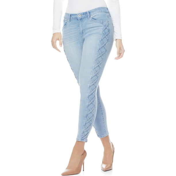 Sofia Vergara Sofia Jeans By Sofia Vergara Skinny Lace Up Sides Mid Rise Ankle Jeans Women S Walmart Com Walmart Com
