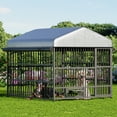 thumbnail image 6 of HOOBRO Outdoor Dog Kennel with Cover, 6.6 x 6.6 x 6.4 ft Dog Kennel Outside with Waterproof Roof and Rotating Feeding Bowls, Heavy-Duty Large Cage Enclosure, for Medium & Large Dogs, Black BK220GW03, 6 of 11