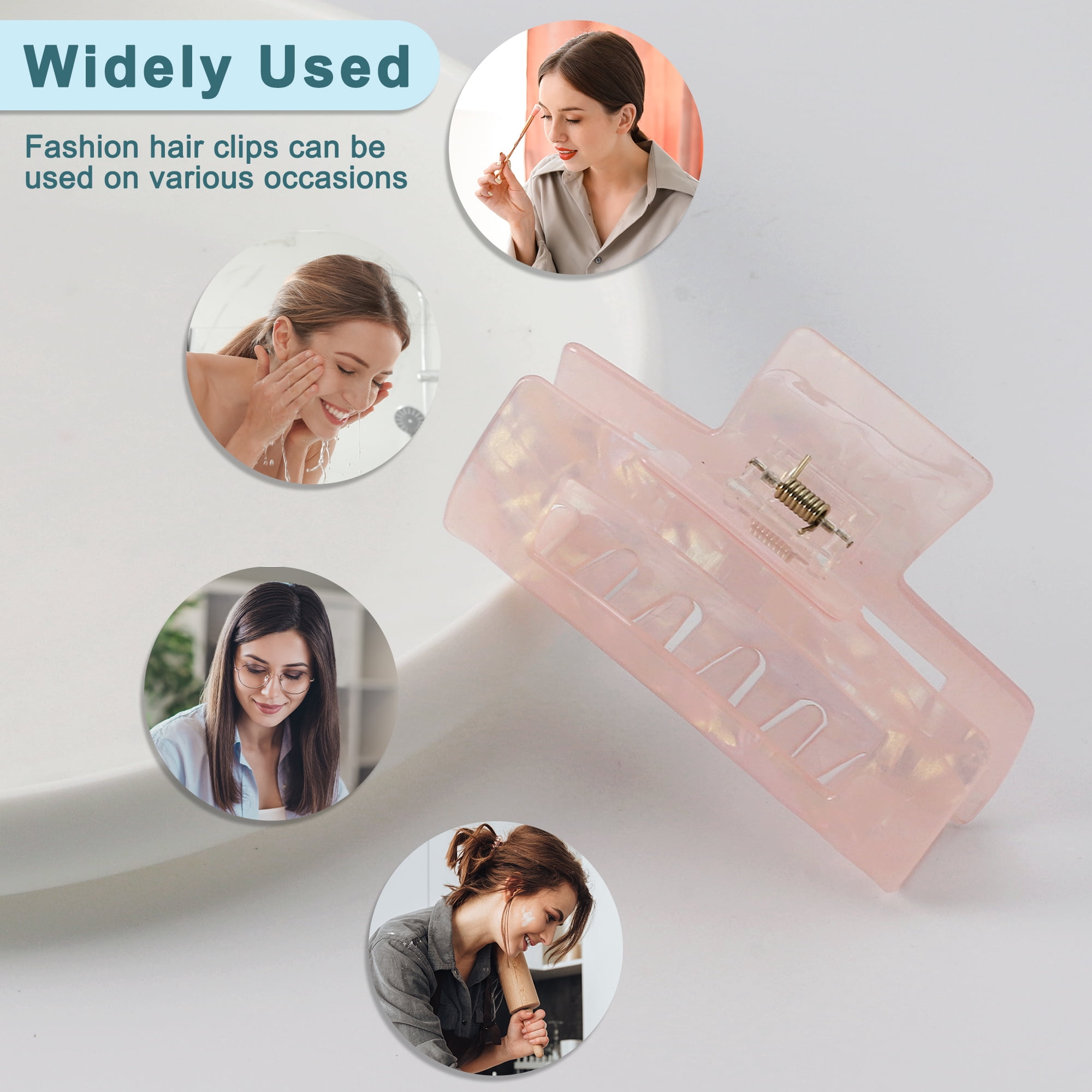 Unique Bargains Acetic Acid Tortoise Hair Claw Clips and Girls Pink